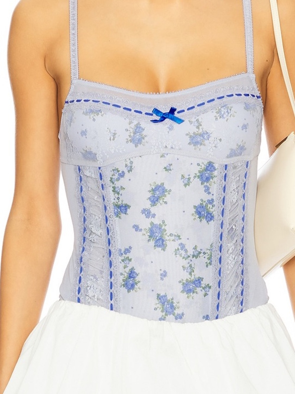 Sara Corset Bodysuit in Blue Combo